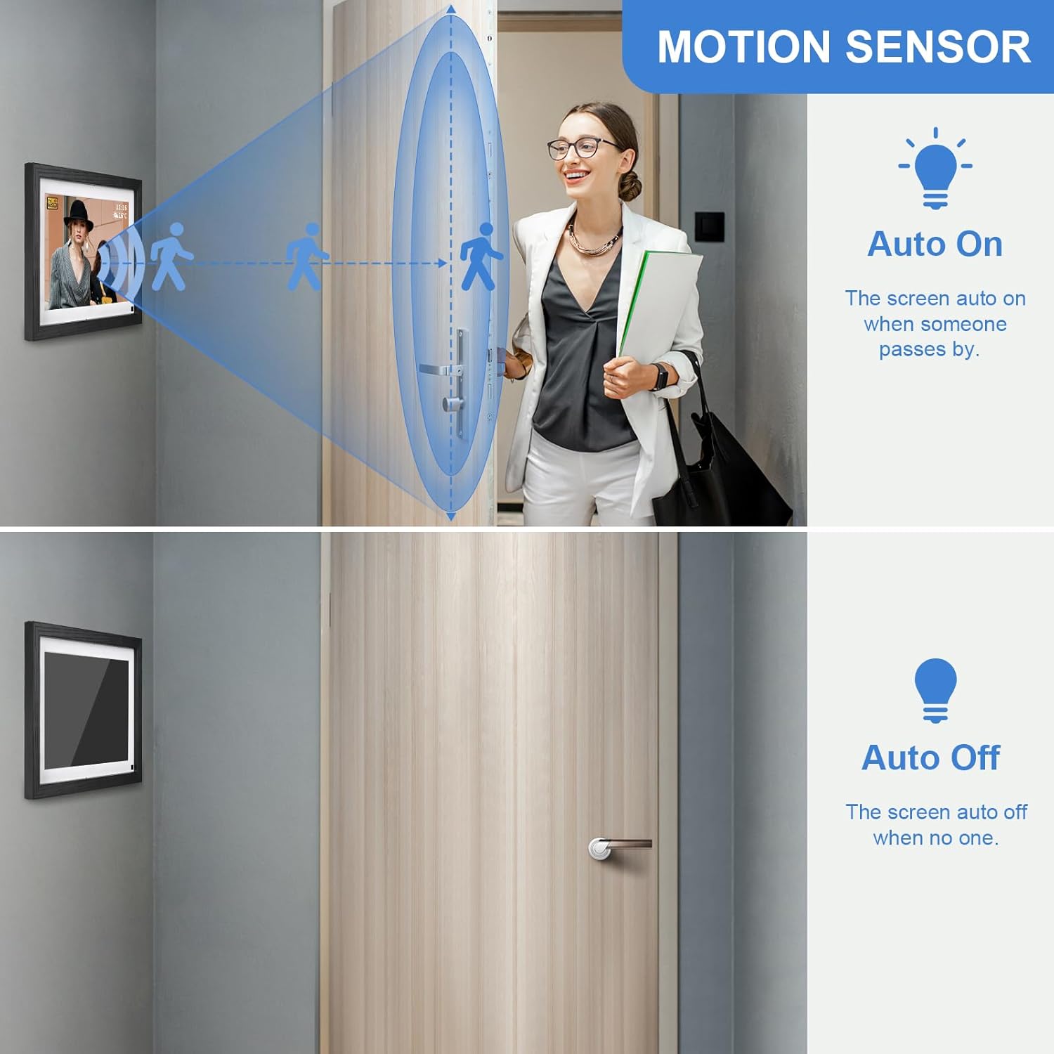 Capture Every Moment: 10 Inch WiFi Digital Picture Frame with Motion Sensor and Touch Screen, 32GB Storage